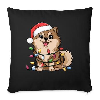 Pomeranian Christmas Lights Xmas Dogs Gifts - Sofakissenbezug 45 x 45 cm - Schwarz - Vorne