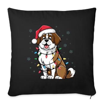 Saint Bernard Noël Lumières Noël Chiens Cadeaux - Housse de coussin décorative 45 x 45 cm - noir - Devant