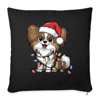 Papillon Lumières de Noël Noël Chiens Cadeaux - Housse de coussin décorative 45 x 45 cm - noir - Devant