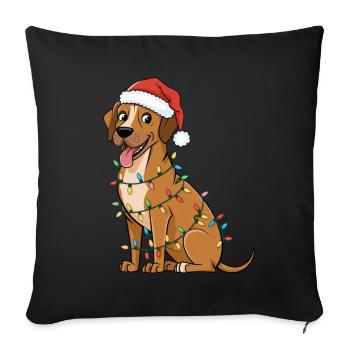 Rhodesian Ridgeback Noël Lumières Noël Chiens - Housse de coussin décorative 45 x 45 cm - noir - Devant