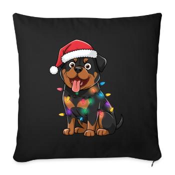 Rottweiler Christmas Lights Xmas Dogs Gifts - Sofakissenbezug 45 x 45 cm - Schwarz - Vorne