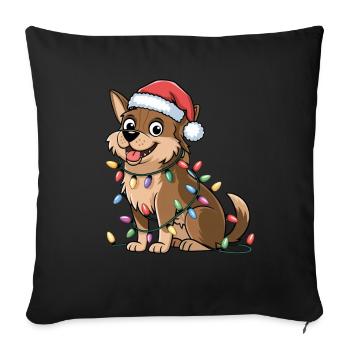 Suédois Vallhund Lumières de Noël Noël Chiens Cadeaux - Housse de coussin décorative 45 x 45 cm - noir - Devant