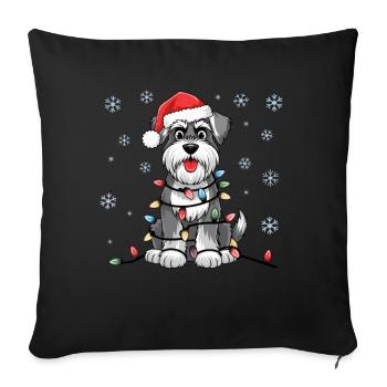 Standard Schnauzer Christmas Lights Xmas Dogs - Sofa pillowcase 17,3'' x 17,3'' (45 x 45 cm) - black - Front
