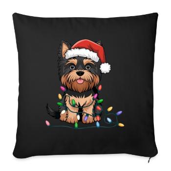 Yorkshire Terrier Christmas Lights Xmas Dogs Gifts - Sofakissenbezug 45 x 45 cm - Schwarz - Vorne