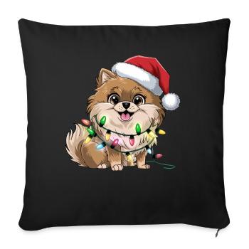 Pomeranian Christmas Lights Xmas Dogs Gifts - Sofakissenbezug 45 x 45 cm - Schwarz - Vorne