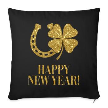 Happy New Year Shamrock Horseshoe Lucky gold - Sofa pillowcase 17,3'' x 17,3'' (45 x 45 cm) - black - Front