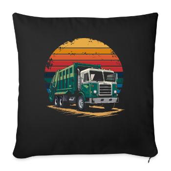 Retro Recycling Garbage Truck Sanitation Worker - Sofakissenbezug 45 x 45 cm - Schwarz - Vorne