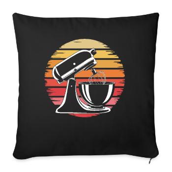 Rétro Pâtisserie Mixeur Cuisine Amoureux Cadeaux pour Femmes - Housse de coussin décorative 45 x 45 cm - noir - Devant