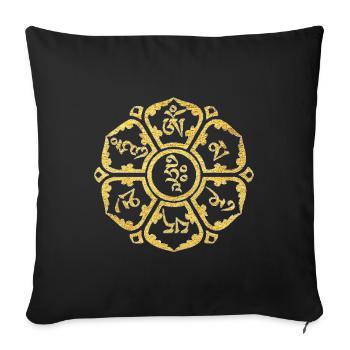 Om Mani Padme Hum Mantra de la Protection Spirituelle - Housse de coussin décorative 45 x 45 cm - noir - Devant