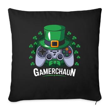 Gamerchaun Shamrock St Patrick's Day Leprechaun - Sofa pillowcase 17,3'' x 17,3'' (45 x 45 cm) - black - Front