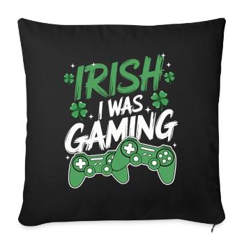 Irish I Was Gaming St Patrick's Day Gamer Men kids - Sofa pillowcase 17,3'' x 17,3'' (45 x 45 cm) - black - Front