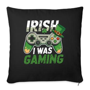 Irish I Was Gaming St Patrick's Day Gamer Men kids - Sofa pillowcase 17,3'' x 17,3'' (45 x 45 cm) - black - Front
