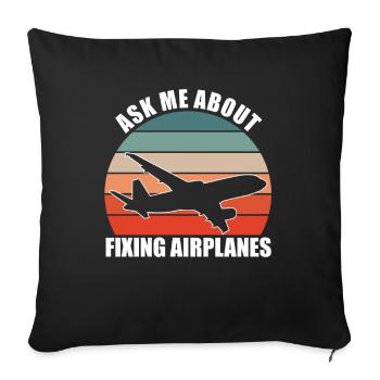 Réparation mécanique d’avion - Housse de coussin décorative 45 x 45 cm - noir - Devant