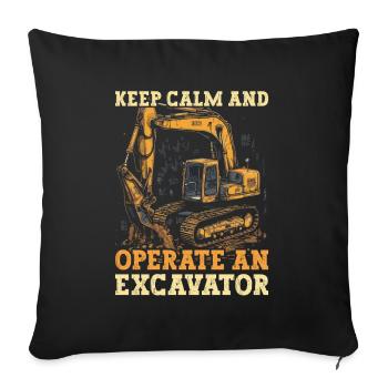 Operate Excavator - Sofa pillowcase 17,3'' x 17,3'' (45 x 45 cm) - black - Front