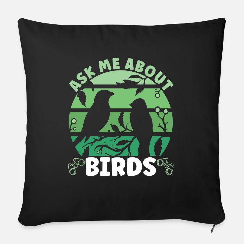 Ornithologue ornithologue - Housse de coussin décorative 45 x 45 cm - noir