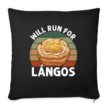 Run For Langos - Sofa pillowcase 17,3'' x 17,3'' (45 x 45 cm) - black - Front