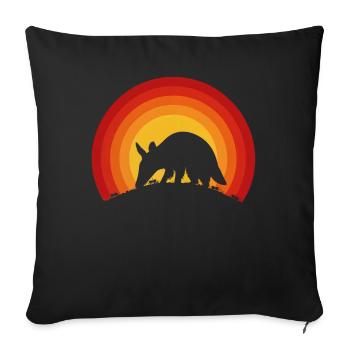 Retro Armadillo and Ants Sunset Wildlife Nature - Sofakissenbezug 45 x 45 cm - Schwarz - Vorne