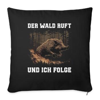 The forest calls hunters - Sofa pillowcase 17,3'' x 17,3'' (45 x 45 cm) - black - Front