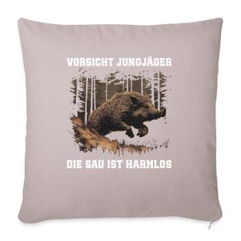 Méfiez-vous des jeunes chasseurs - Housse de coussin décorative 45 x 45 cm - taupe clair - Devant