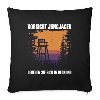 Beware of young hunters - Sofa pillowcase 17,3'' x 17,3'' (45 x 45 cm) - black - Front