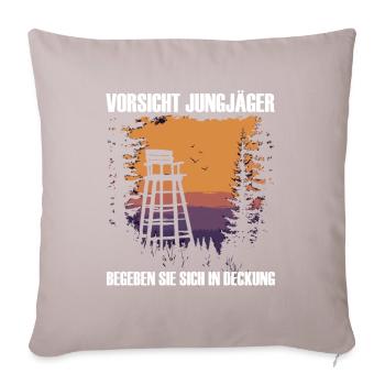 Méfiez-vous des jeunes chasseurs - Housse de coussin décorative 45 x 45 cm - taupe clair - Devant