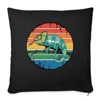 Retro Chameleon Owner Sunset for Reptile Lovers - Sofa pillowcase 17,3'' x 17,3'' (45 x 45 cm) - black - Front