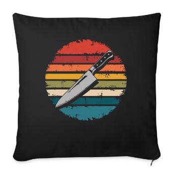 Couteau de chef vintage Cadeaux de cuisine culinaire Chefs - Housse de coussin décorative 45 x 45 cm - noir - Devant