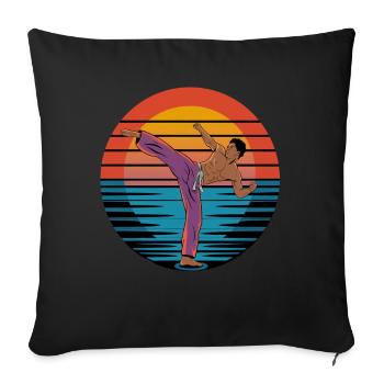 Rétro Capoeira Vintage Arts Martiaux Mixtes Coucher de soleil - Housse de coussin décorative 45 x 45 cm - noir - Devant