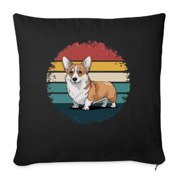 Rétro Corgi Vintage Dog Lover Cadeaux pour Hommes Femmes - Housse de coussin décorative 45 x 45 cm - noir - Devant
