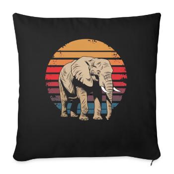 Retro Vintage Elephant Wildlife Nature Elephant - Sofakissenbezug 45 x 45 cm - Schwarz - Vorne