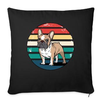 Rétro bouledogue français vintage amoureux des chiens cadeaux - Housse de coussin décorative 45 x 45 cm - noir - Devant