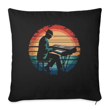 Rétro Vintage Claviériste Sunset Music Lover - Housse de coussin décorative 45 x 45 cm - noir - Devant