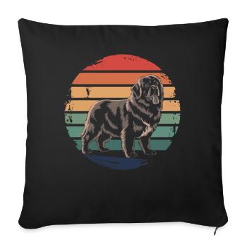 Retro Newfoundland Vintage Dog Lover Gifts for Men - Sofa pillowcase 17,3'' x 17,3'' (45 x 45 cm) - black - Front
