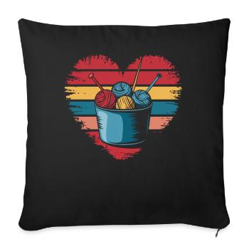Retro Vintage Knitting Crochet Yarn Lovers Gifts - Sofa pillowcase 17,3'' x 17,3'' (45 x 45 cm) - black - Front