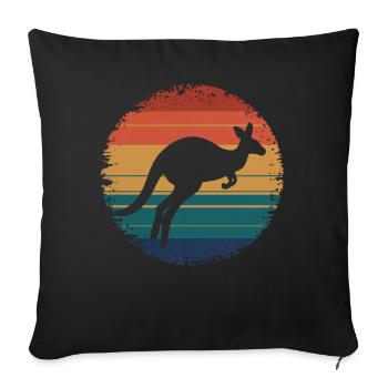 Rétro Vintage Kangourou Amoureux des animaux Faune - Housse de coussin décorative 45 x 45 cm - noir - Devant