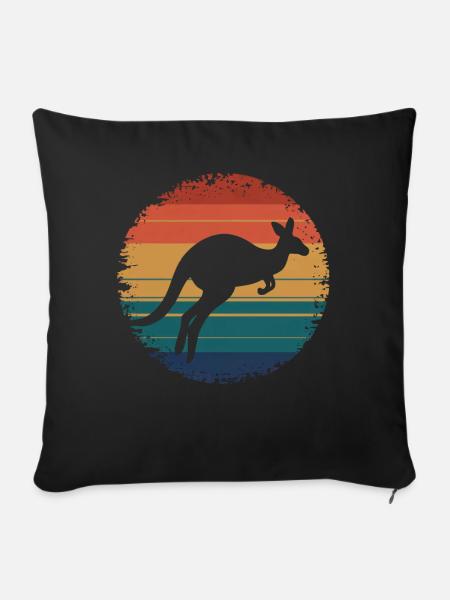 Retro Vintage Kangaroo Animal Lover Wildlife - Sofakissenbezug 45 x 45 cm - Schwarz