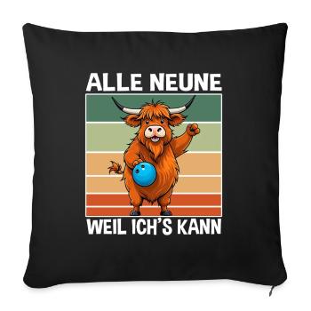 Bowling Outfit Lustiger Spruch Bowlingsport Design - Sofakissenbezug 45 x 45 cm - Schwarz - Vorne