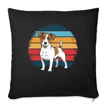 Rétro Vintage Jack Russell Terrier Chien Propriétaire Cadeaux - Housse de coussin décorative 45 x 45 cm - noir - Devant