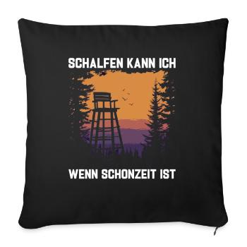 Cadeau de chasseur Permis de chasse passé drôle - Housse de coussin décorative 45 x 45 cm - noir - Devant