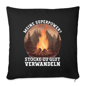 Bushcrafting Ausrüstung Outdoor Survival - Sofakissenbezug 45 x 45 cm - Schwarz - Vorne