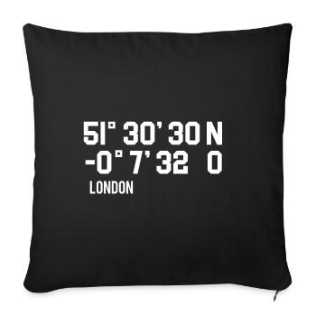 London coordinates - Sofa pillowcase 17,3'' x 17,3'' (45 x 45 cm) - black - Front