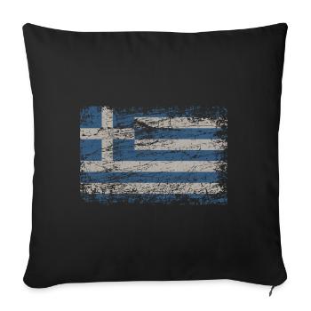 Grèce drapeau utilisé look Athènes Crète Kos GR - Housse de coussin décorative 45 x 45 cm - noir - Devant