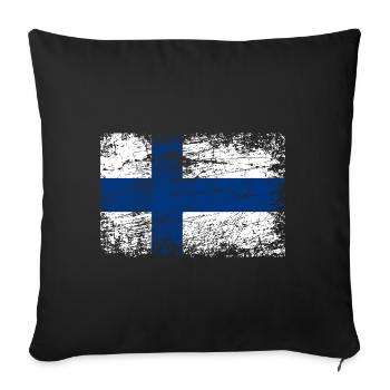 Finnland Flagge Used Look Banner Land Suomi - Sofakissenbezug 45 x 45 cm - Schwarz - Vorne