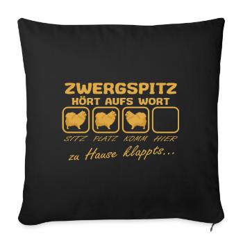 Zwergspitz Kleinspitz Mama Spruch Lustig aufs Wort - Sofakissenbezug 45 x 45 cm - Schwarz - Vorne