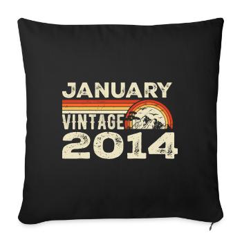 Januar 2014 Jahrgang Geburtstag 2014, Jahrgang 2014 - Sofakissenbezug 45 x 45 cm - Schwarz - Vorne