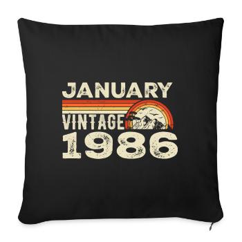 Janvier 1986 Vintage Anniversaire 1986, Né en 1986 - Housse de coussin décorative 45 x 45 cm - noir - Devant