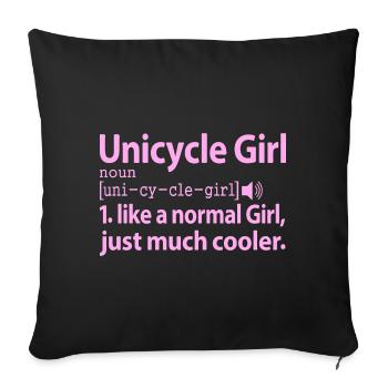 Unicycle Girl Circus Acrobat Clown Funny Definitio - Sofa pillowcase 17,3'' x 17,3'' (45 x 45 cm) - black - Front
