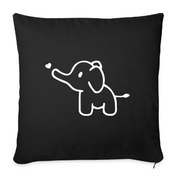 ELEPHANT ANIMAL PACHYDERM TRUNK ZOO BABY LOVE HEART - Sofa pillowcase 17,3'' x 17,3'' (45 x 45 cm) - black - Front