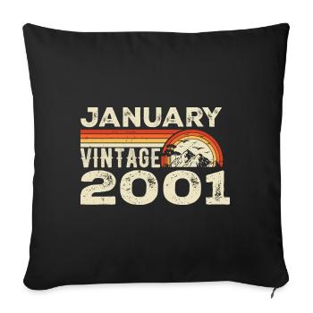 January 2001 Vintage Birthday 2001, Born in 2001 - Sofa pillowcase 17,3'' x 17,3'' (45 x 45 cm) - black - Front