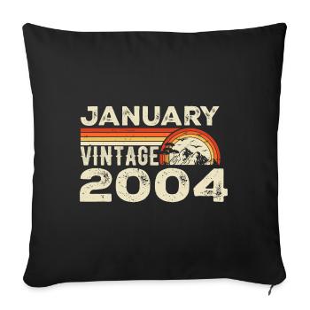 Janvier 2004 Vintage Anniversaire 2004, Né en 2004 - Housse de coussin décorative 45 x 45 cm - noir - Devant